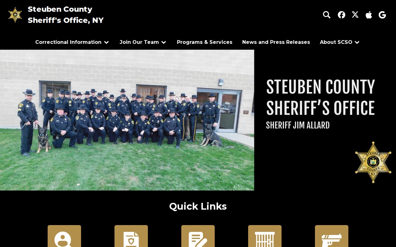 Steuben County Sheriff official arrest and custody quick links