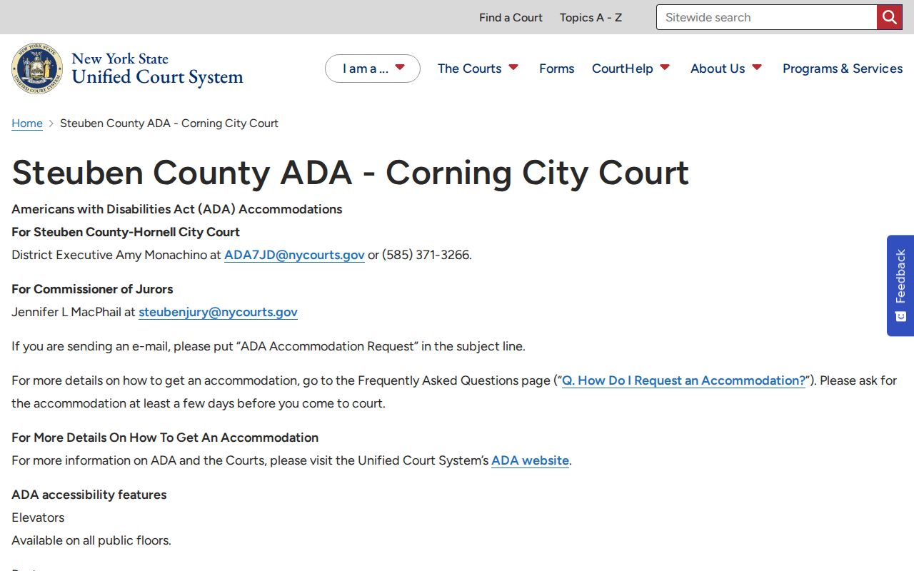 Corning criminal court records and City Court information