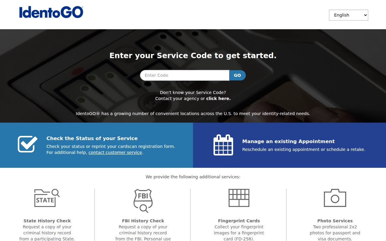 Steuben County fingerprint criminal record appointment portal at IdentoGO
